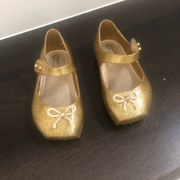 mini melissa gold shoes